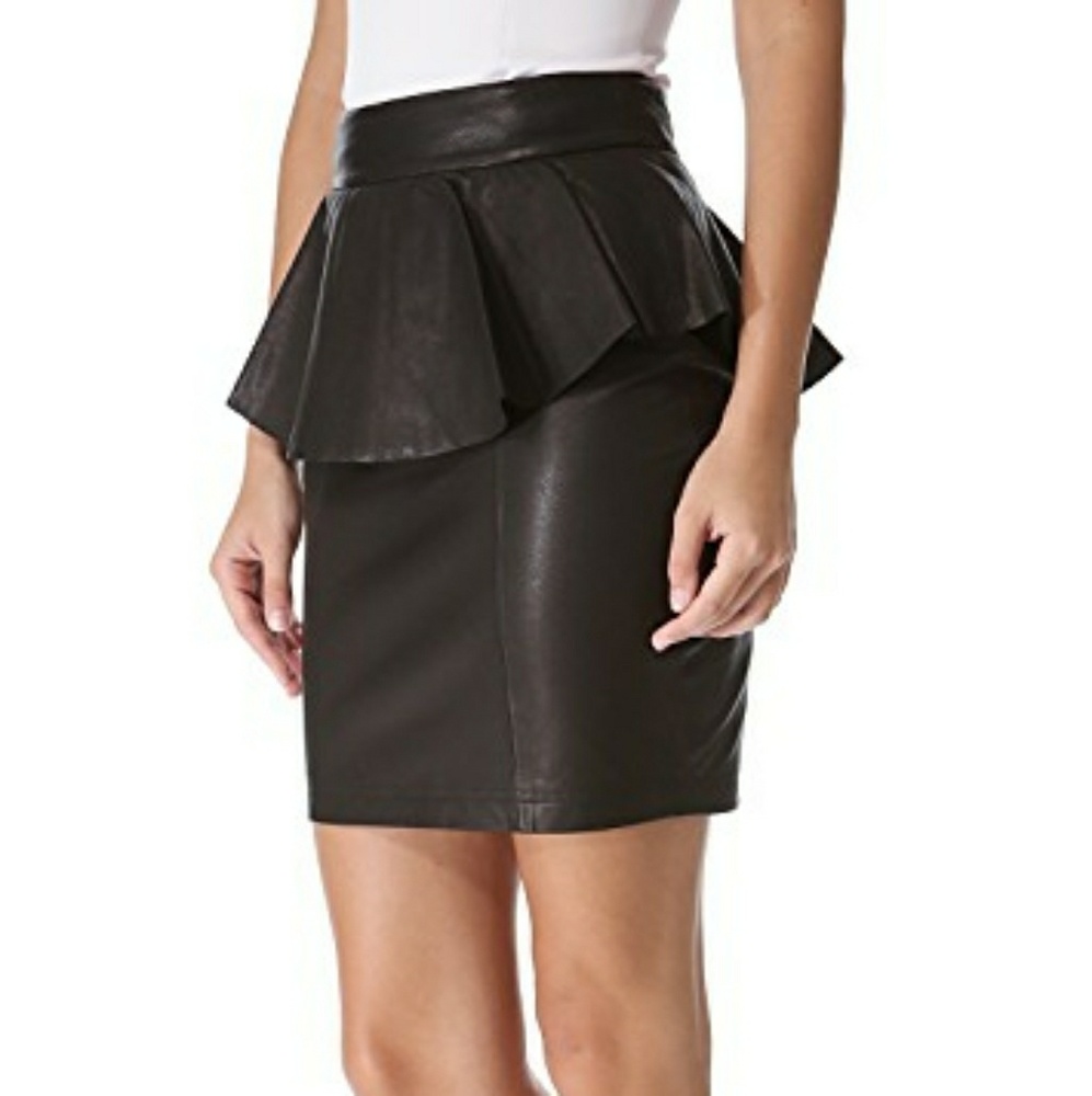Torn by Ronny Kobo Gigi leather peplum skirt